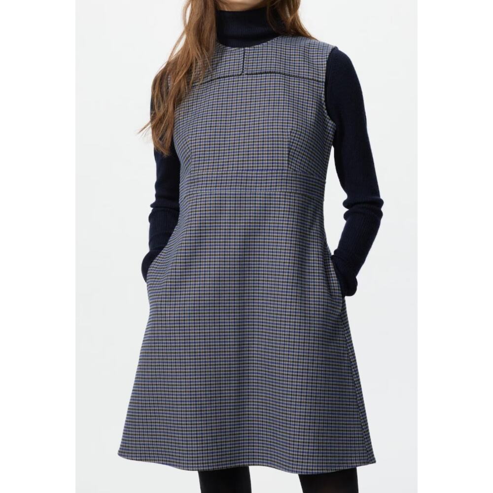 Uniqlo Double Face Mini Dress in Blue Check